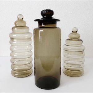 SOLD on Ⓜ️ | Vintage Mid Century Takahashi Handblown Smoked Glass Canister